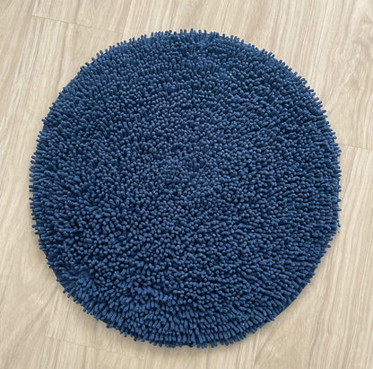 CHENILLE SHAGG ROUND  BATH MAT, 24'' RND, NAVY BLUE