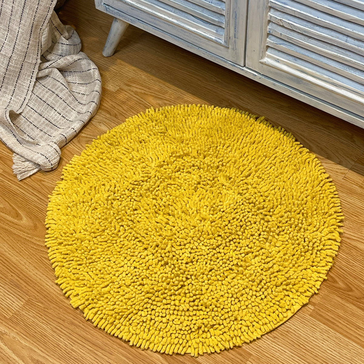 CHENILLE SHAGG ROUND  BATH MAT, 24'' RND, YELLOW