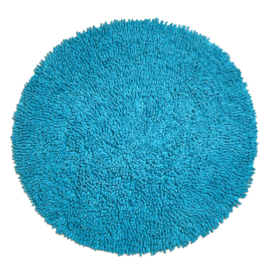 CHENILLE SHAGG ROUND  BATH MAT, 24'' RND, AQUA BLUE