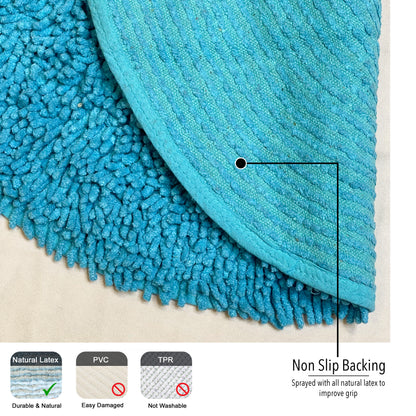 CHENILLE SHAGG ROUND  BATH MAT, 24'' RND, AQUA BLUE