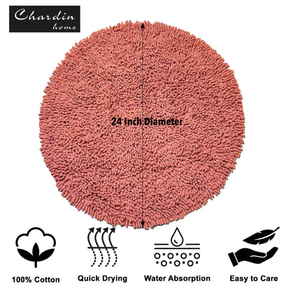 CHENILLE SHAGG ROUND  BATH MAT, 24'' RND, BLUSH