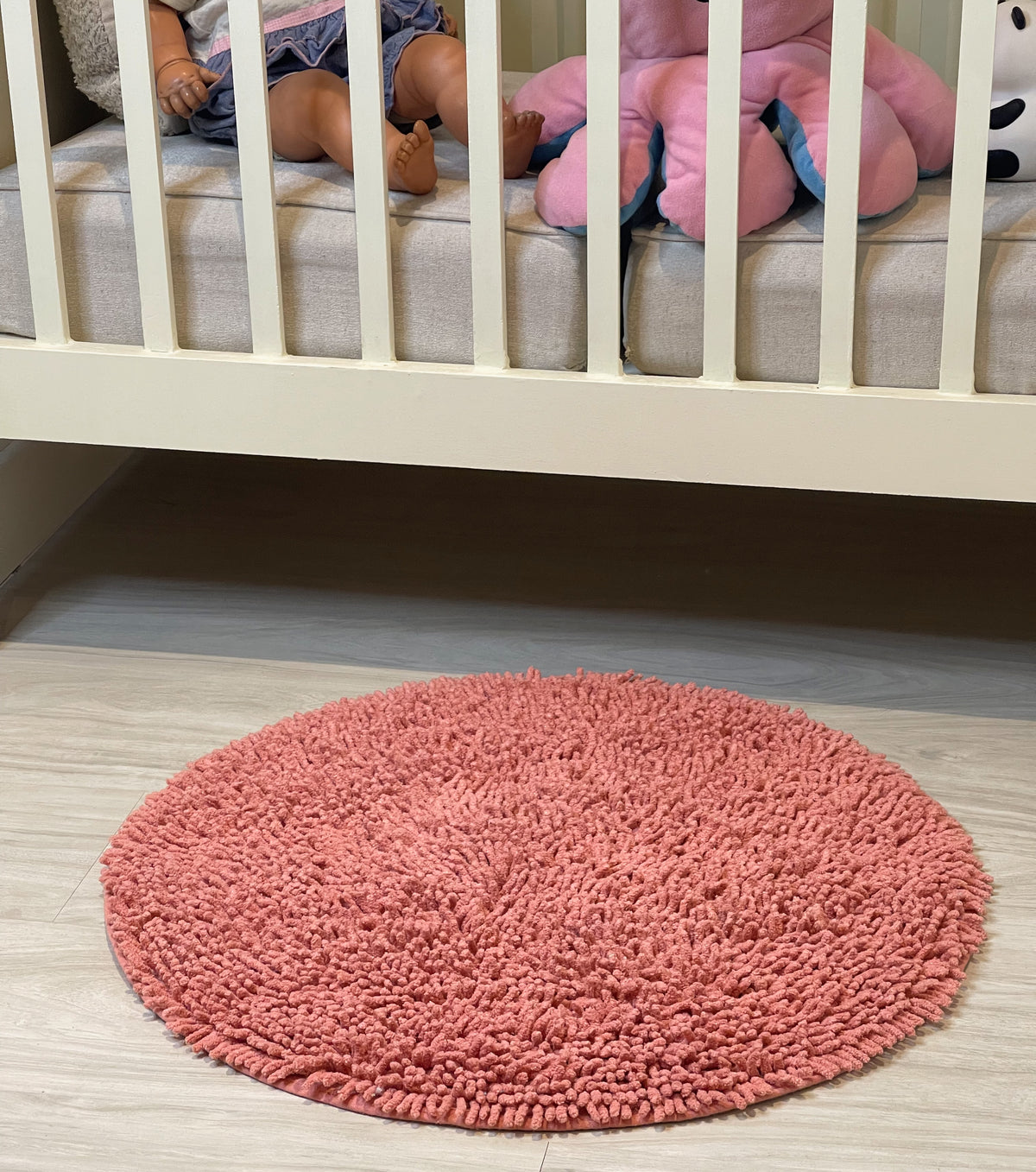 CHENILLE SHAGG ROUND  BATH MAT, 24'' RND, BLUSH