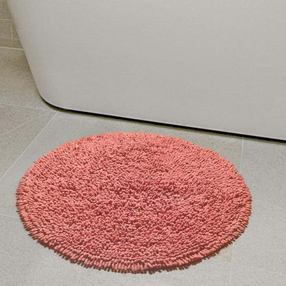 CHENILLE SHAGG ROUND  BATH MAT, 24'' RND, BLUSH