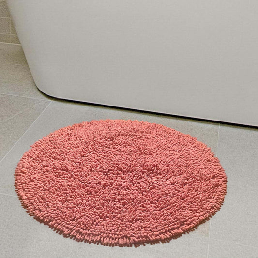 CHENILLE SHAGG ROUND  BATH MAT, 24'' RND, BLUSH