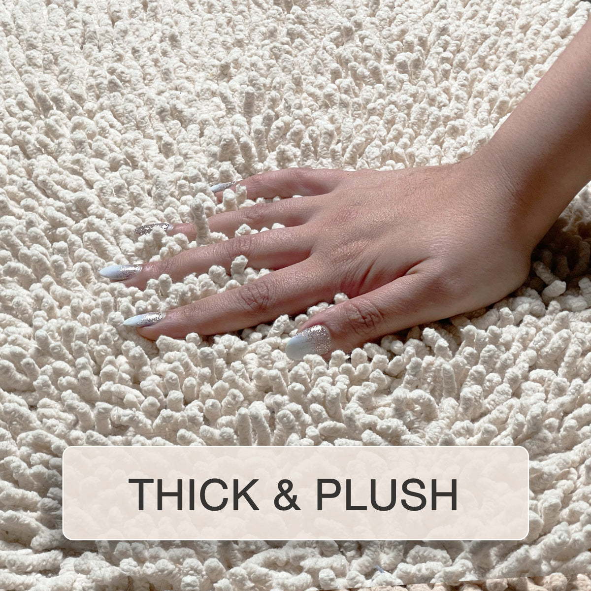 Chenille Shagg Round  Bath Mat - Ivory, 24" Round