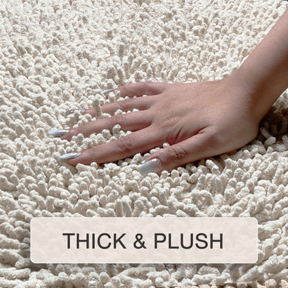 Chenille Shagg Round  Bath Mat - Ivory, 24" Round