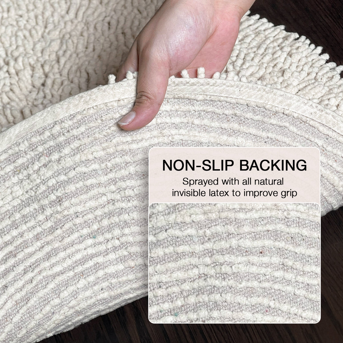 Chenille Shagg Round  Bath Mat - Ivory, 24" Round