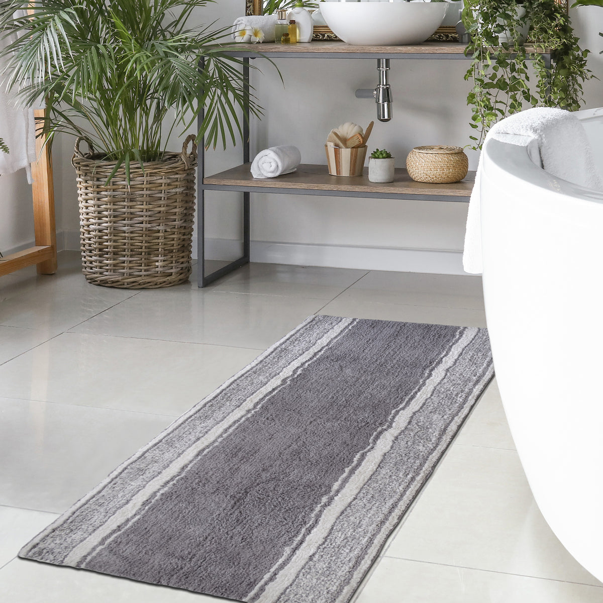 Manhattan Stripe Runner - Gray/White, 24''x60''
