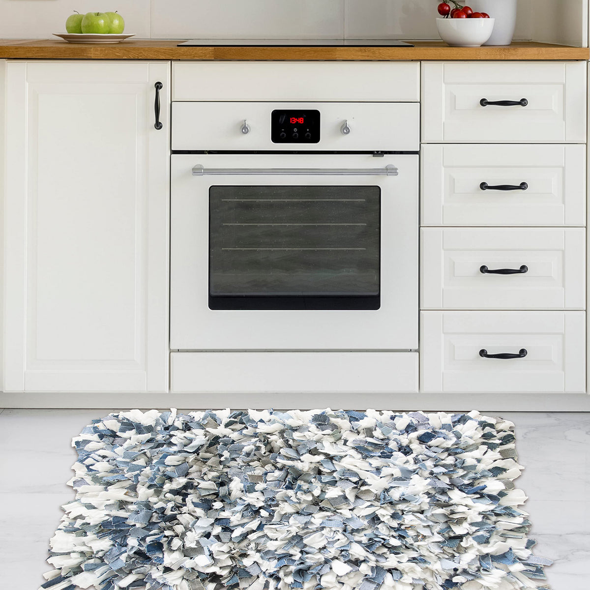 Rainbow Blue Shag Rug - Blue/White, 20''x30''