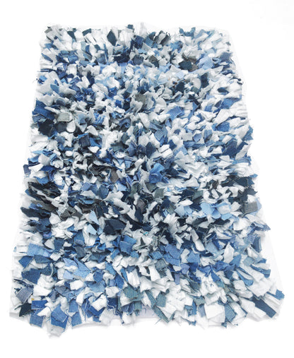 Rainbow Blue Shag Rug - Blue/White, 20''x30''