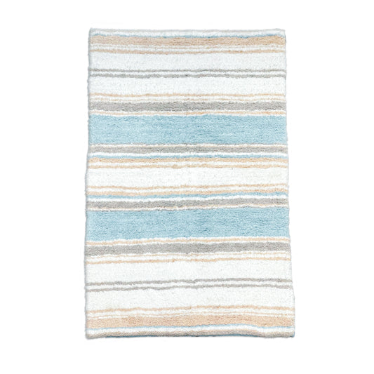 Maui Bath Mat - Coastal Blue/Beige/White, 21"x34"