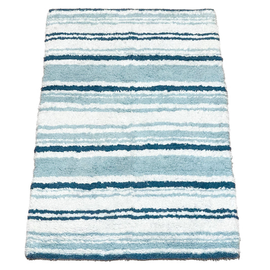 Maui Bath Mat - White-Blue, 21"x34"