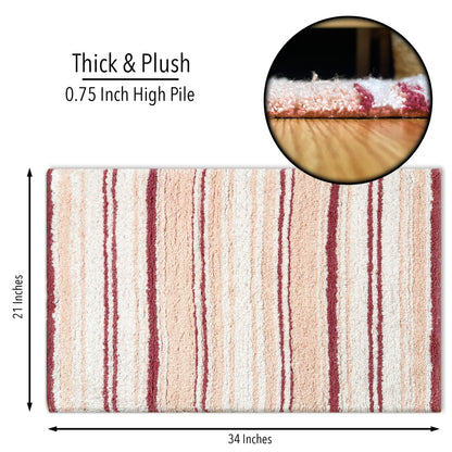 Maui Bath Mat - Rose-White, 21"x34"