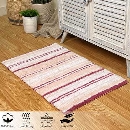 Maui Bath Mat - Rose-White, 21"x34"
