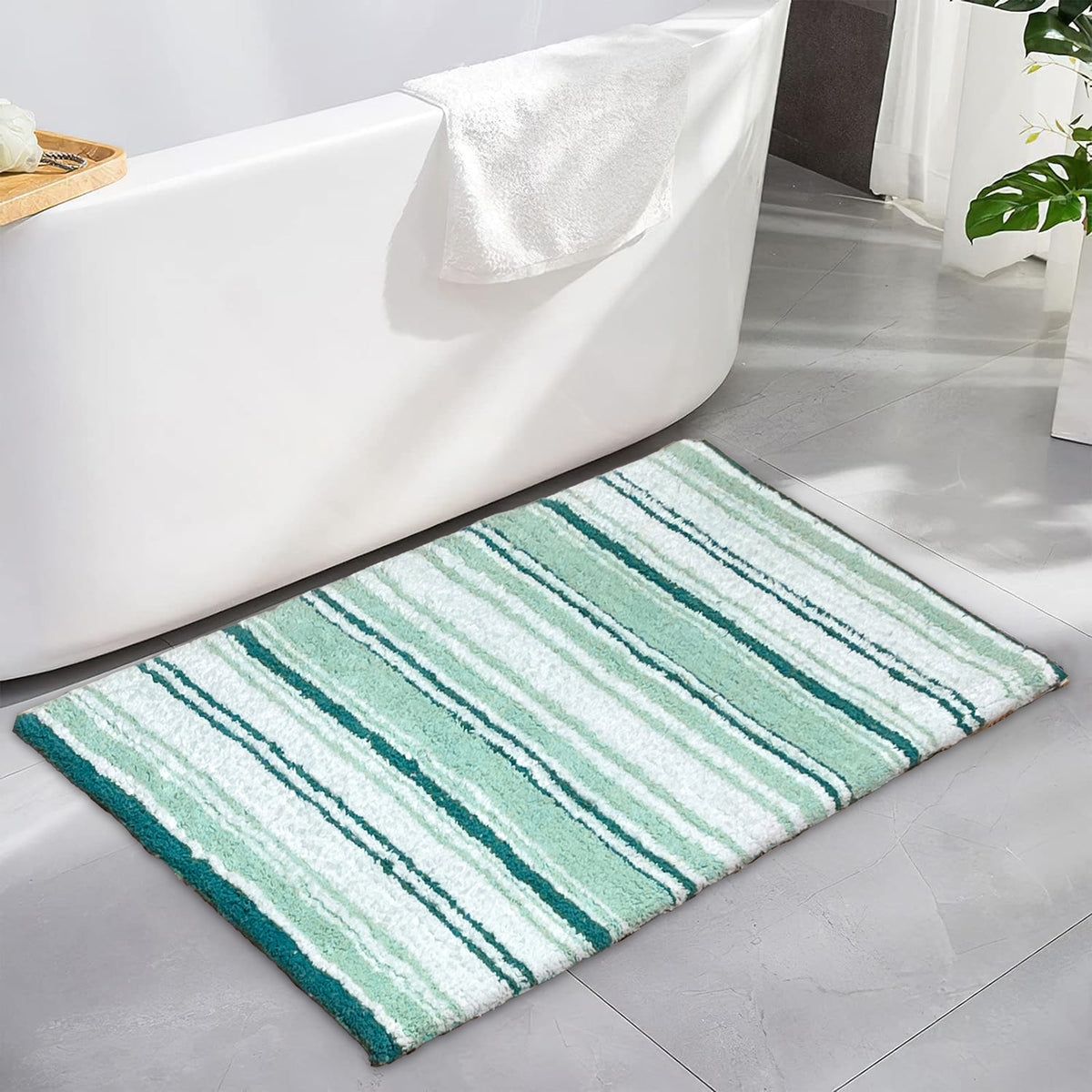 Maui Bath Mat - Teal-White, 21"x34"