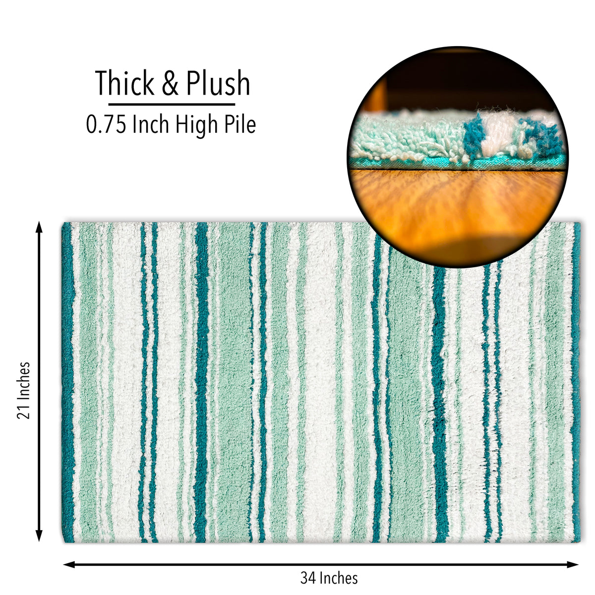 Maui Bath Mat - Teal-White, 21"x34"