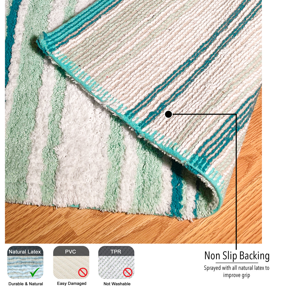 Maui Bath Mat - Teal-White, 21"x34"