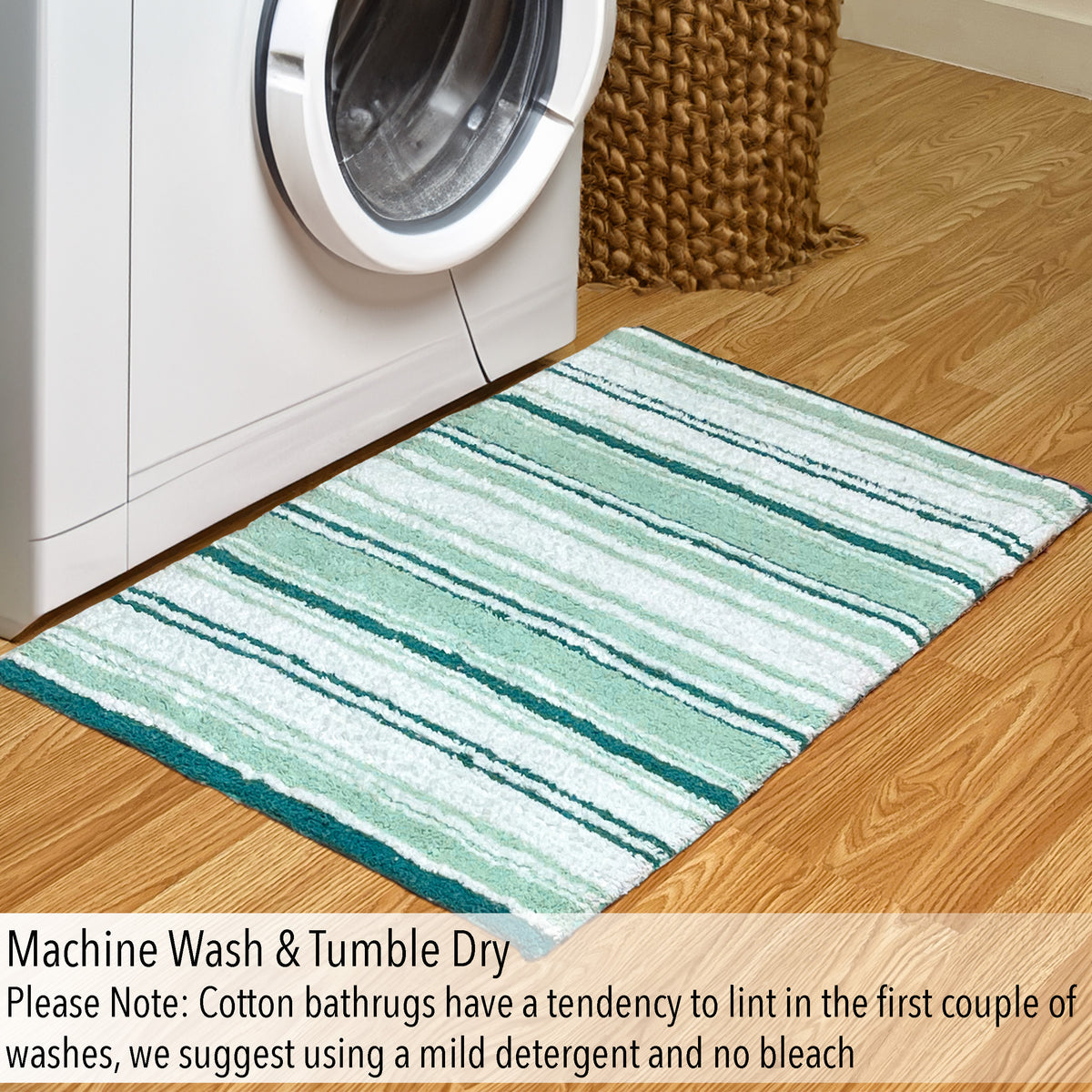 Maui Bath Mat - Teal-White, 21"x34"