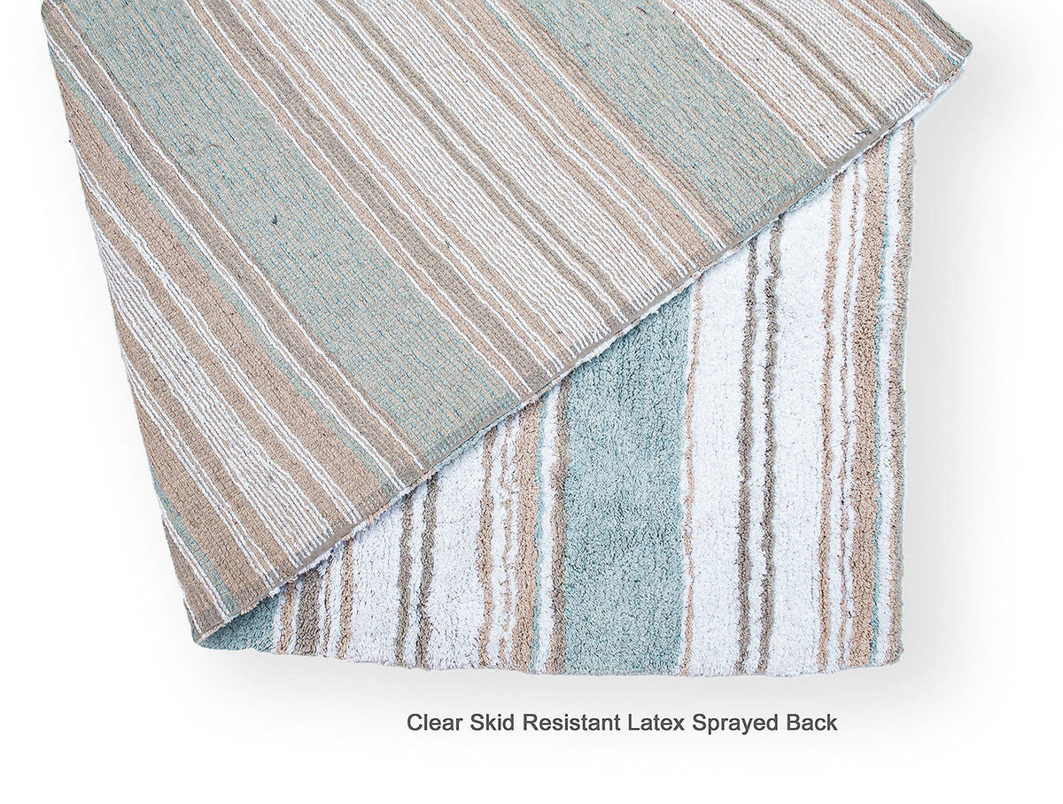Maui Bath Runner - Coastal Blue/Beige/White, 24"x60"