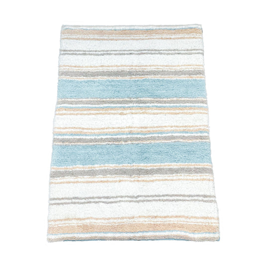 Maui Bath Runner - Coastal Blue/Beige/White, 17"x24"