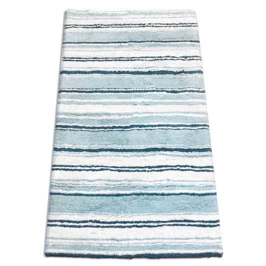 Maui Bath Runner - White-Blue, 24"x60"