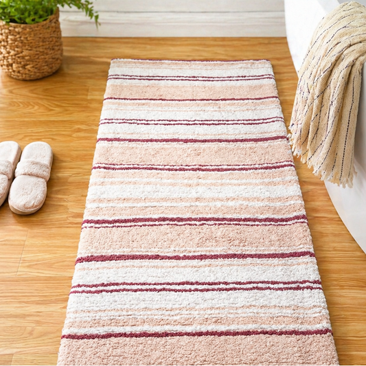 Maui Bath Runner cotton 2'x5' Rose/White