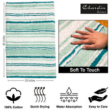 Load image into Gallery viewer, Maui Bath Runner cotton 2&#39;x5&#39; Teal/White

