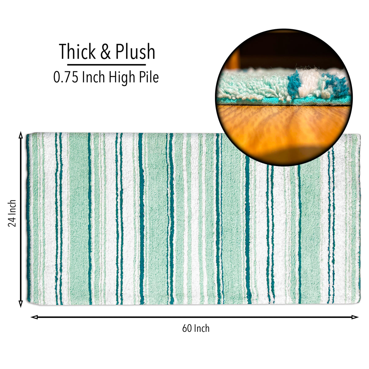 Maui Bath Runner cotton 2'x5' Teal/White