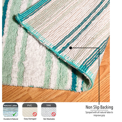 Maui Bath Runner cotton 2'x5' Teal/White