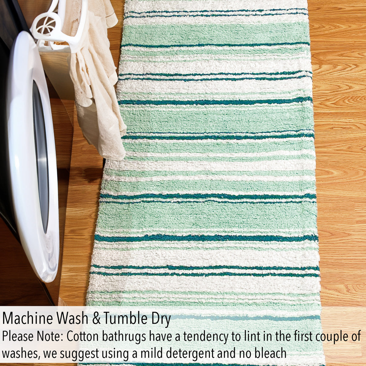 Maui Bath Runner cotton 2'x5' Teal/White
