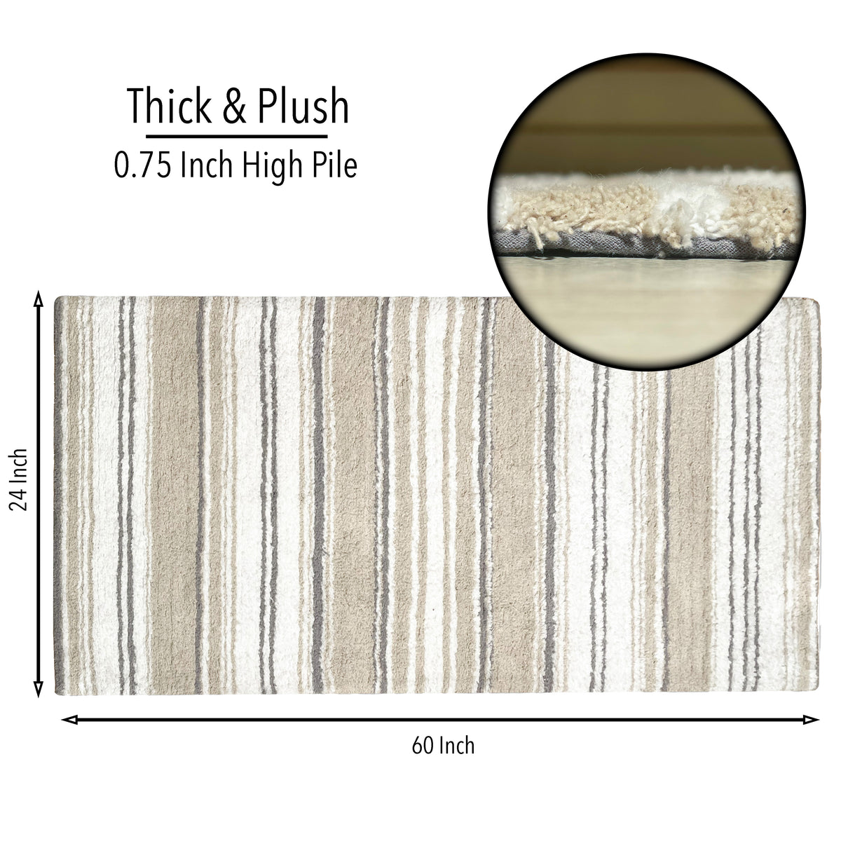 Maui Bath Runner cotton 2'x5' Beige/White