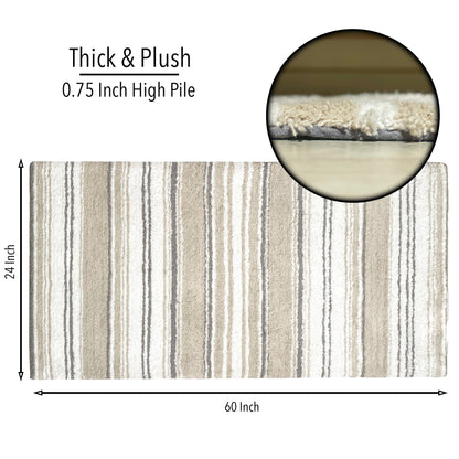 Maui Bath Runner cotton 2'x5' Beige/White