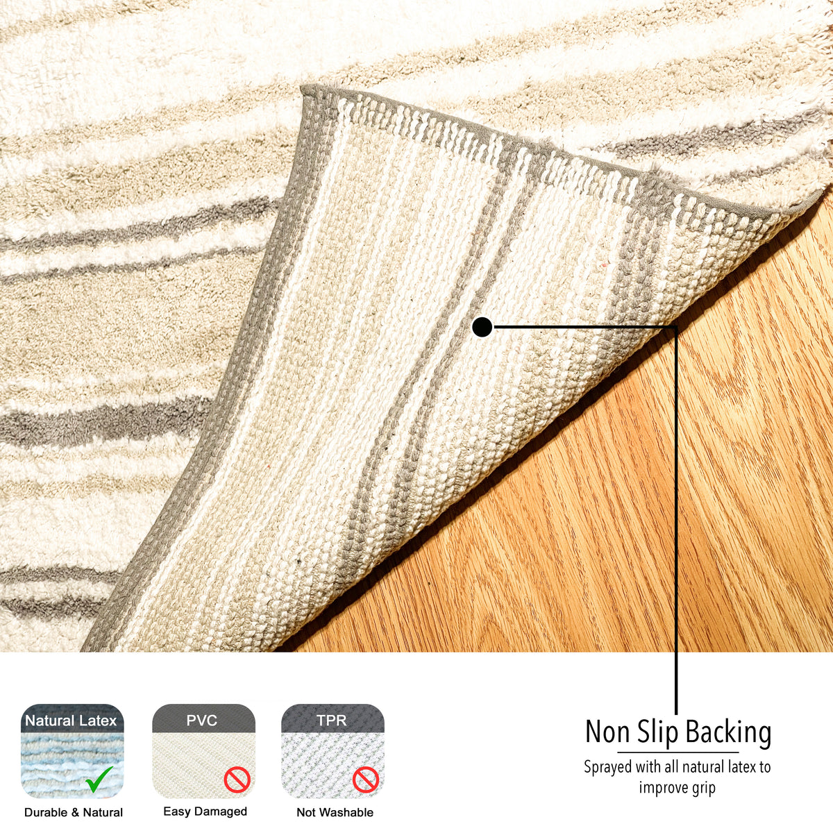 Maui Bath Runner cotton 2'x5' Beige/White