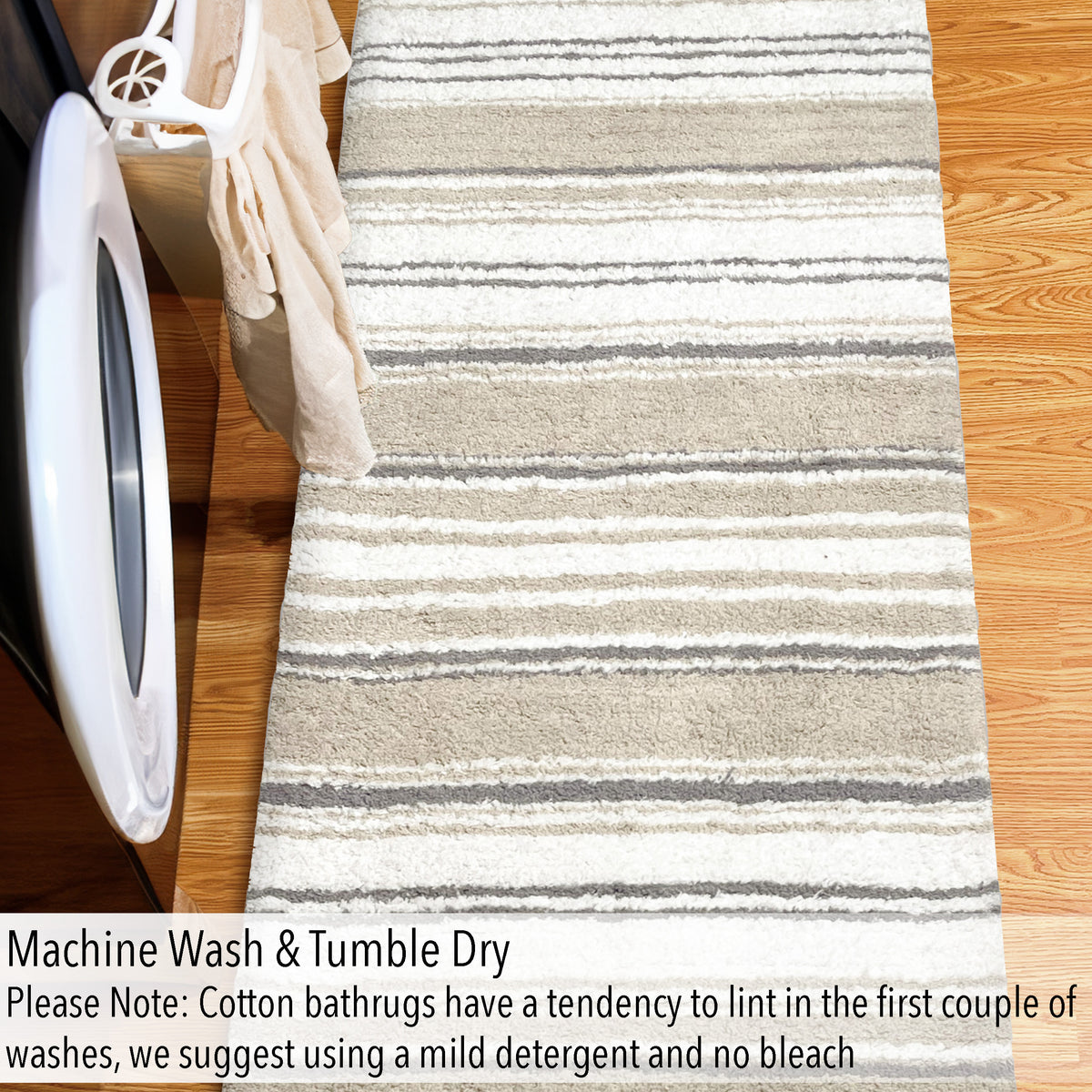 Maui Bath Runner cotton 2'x5' Beige/White