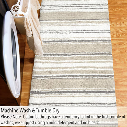 Maui Bath Runner cotton 2'x5' Beige/White