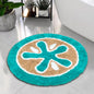 Star Fish Bath Rug - Dk. Turquoise/Mocha Beige, 27" Round.