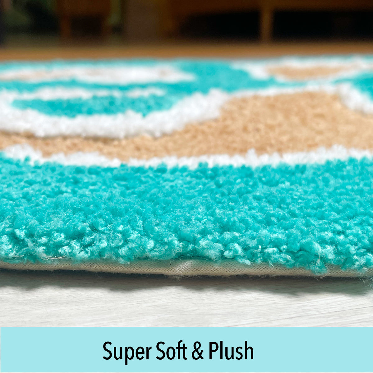Star Fish Bath Rug - Dk. Turquoise/Mocha Beige, 27" Round.