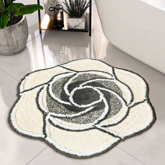 Rose Bath Rug - Gray, 27" Round.