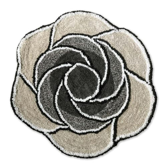 Rose Bath Rug - Gray, 27" Round.