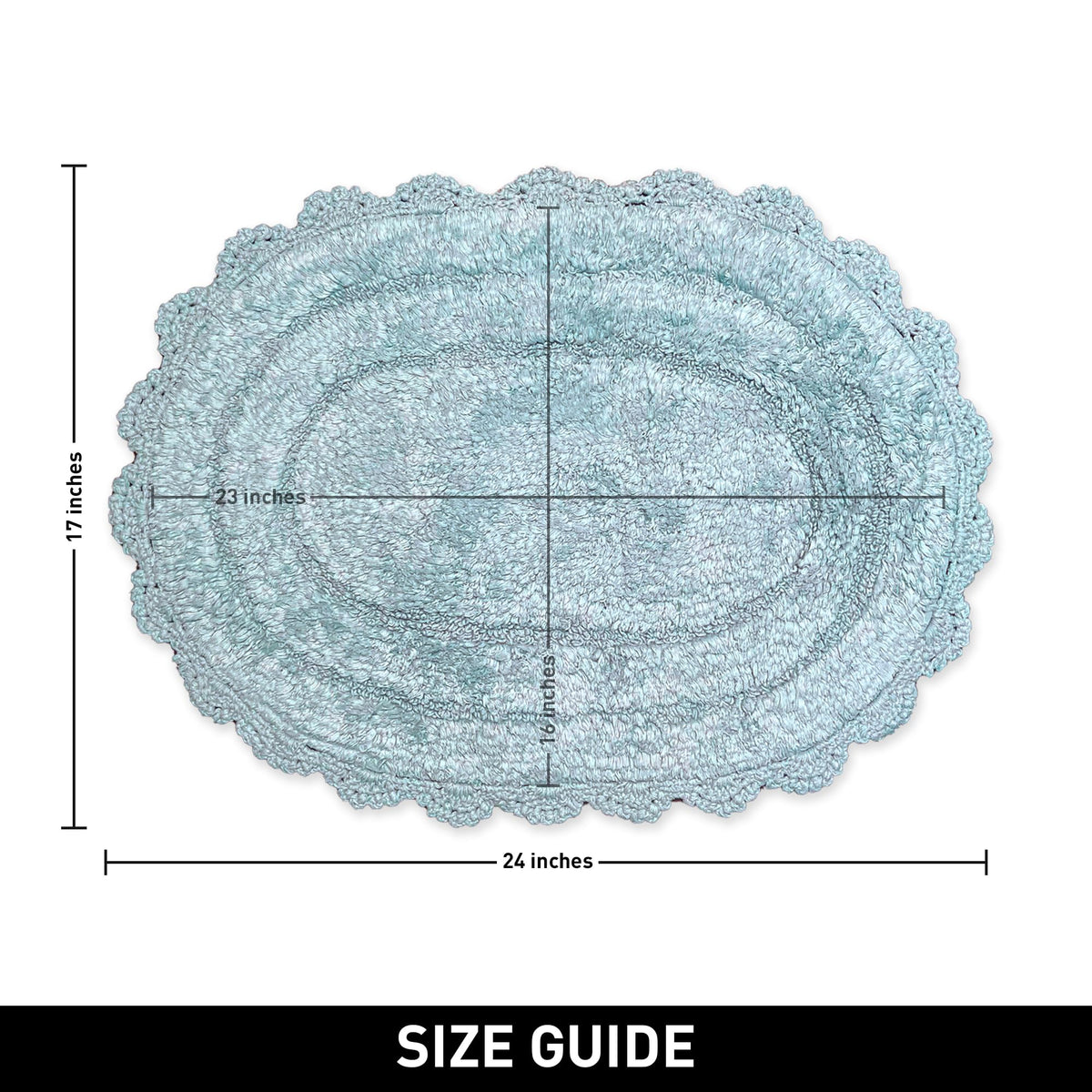 CROCHET OVAL BATH MAT, 17''x24'', POWDER BLUE