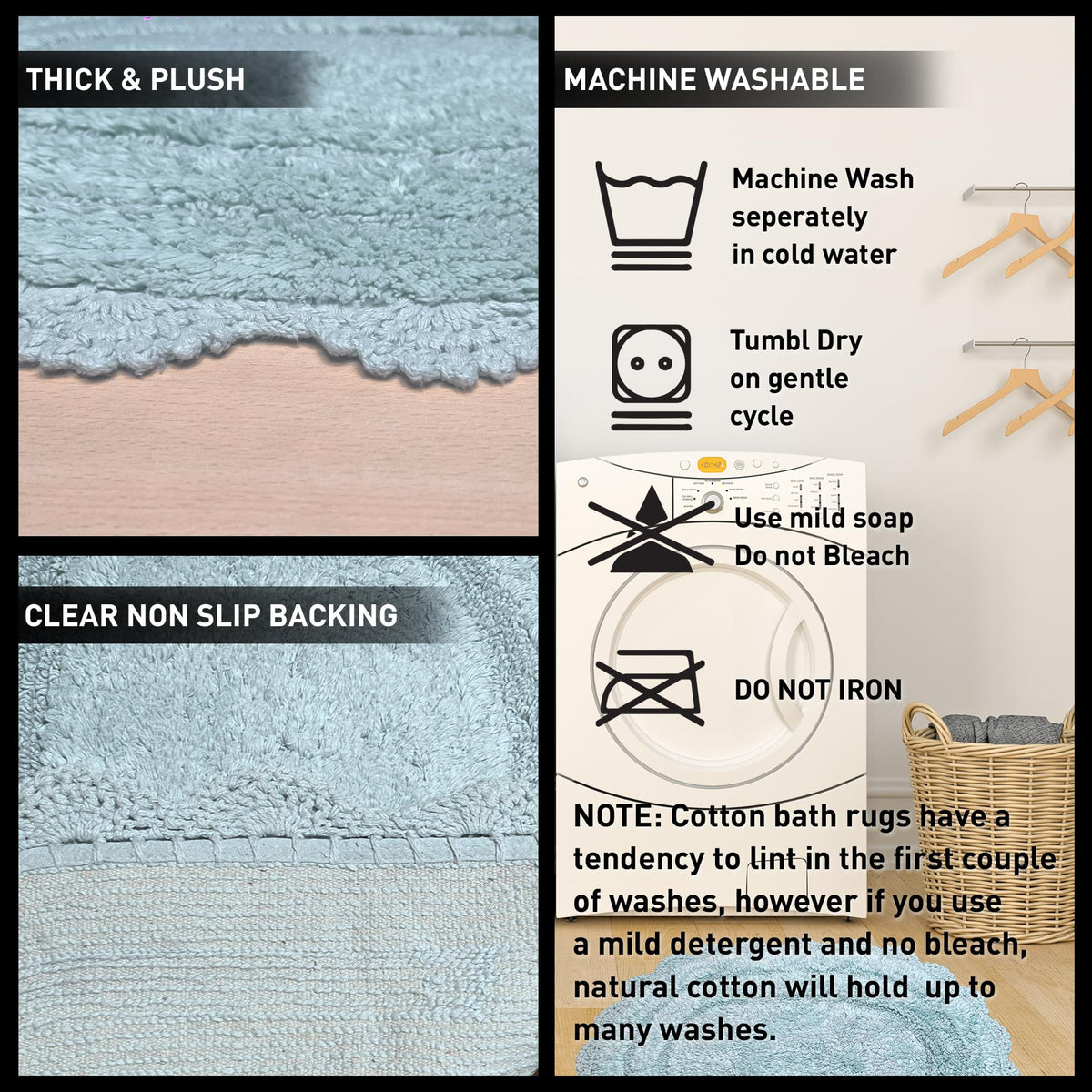 CROCHET OVAL BATH MAT, 17''x24'', POWDER BLUE