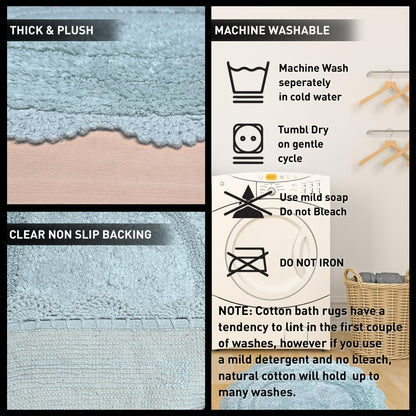 CROCHET OVAL BATH MAT, 17''x24'', POWDER BLUE