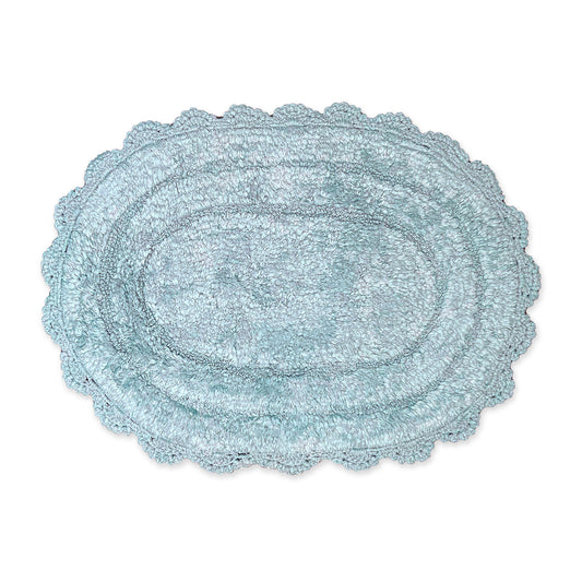 CROCHET OVAL BATH MAT, 17''x24'', POWDER BLUE