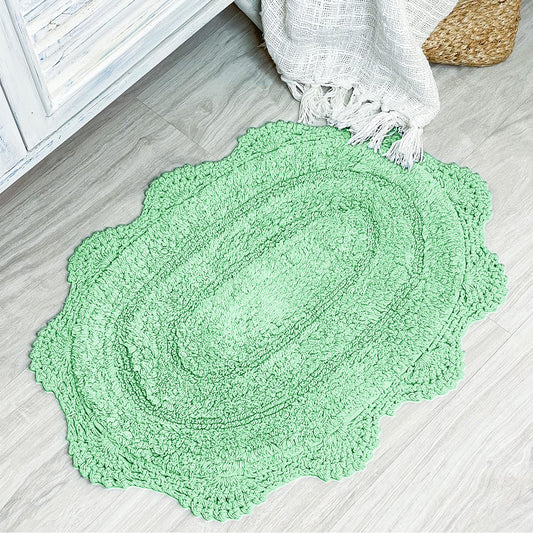 CROCHET OVAL BATH MAT, 17''x24'', LIGHT GREEN