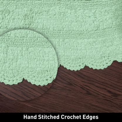 CROCHET OVAL BATH MAT, 17''x24'', LIGHT GREEN