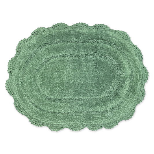 CROCHET OVAL BATH MAT, 17''x24'', SAGE GREEN