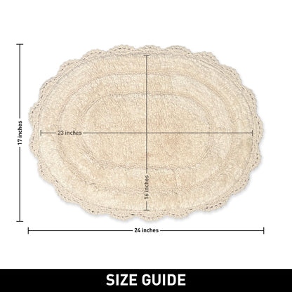 CROCHET OVAL BATH MAT, 17''x24'', IVORY