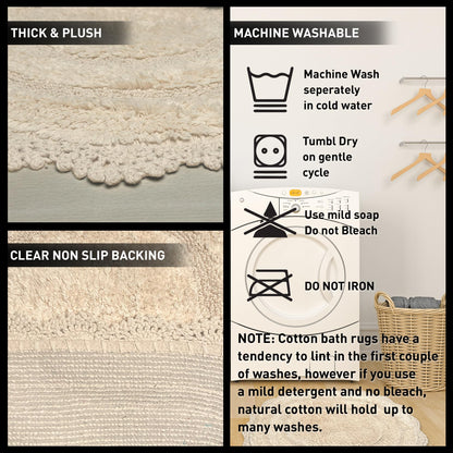 CROCHET OVAL BATH MAT, 17''x24'', IVORY