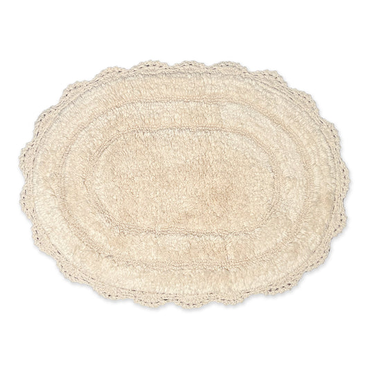 CROCHET OVAL BATH MAT, 17''x24'', IVORY