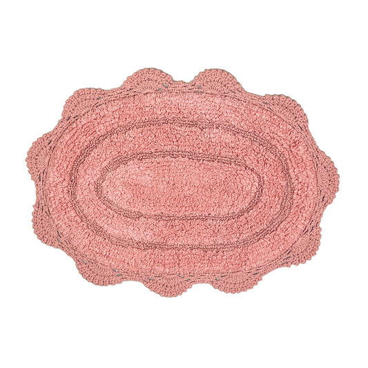 CROCHET OVAL BATH MAT, 17''x24'', BLUSH PINK